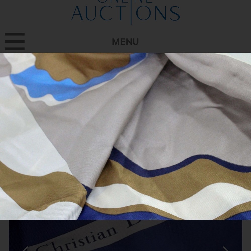Authentic Dior Blue and White Patterned Silk Scarf with Certificate of Authentic - Picture 4 of 7